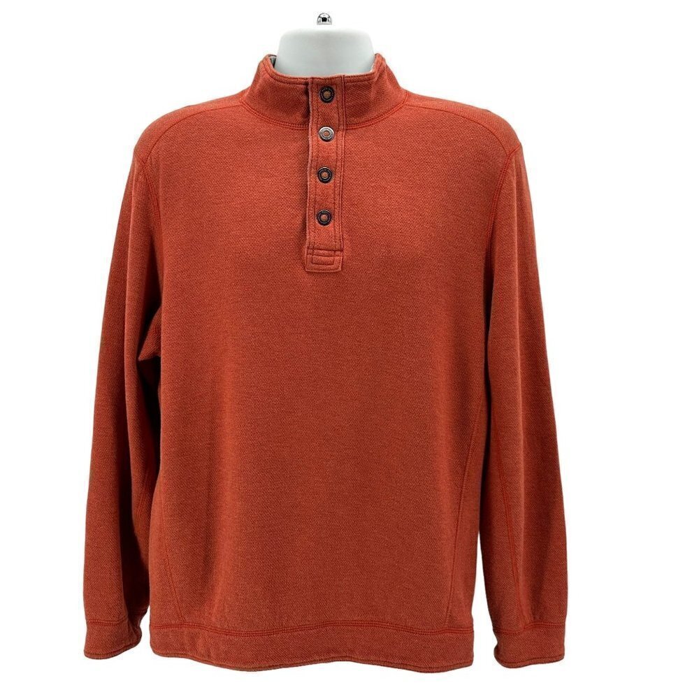 Tommy Bahama Orange Snap Button Sweater Mens XL